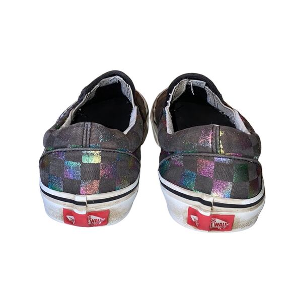 Vans Iridescent Checkered Checkerboard Low Top Skater Sneaker Classic Slip On - Picture 5 of 10